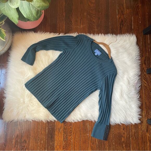 Y2K Blue Ribbed Sweater with Hardware Details - Picture 1 of 6